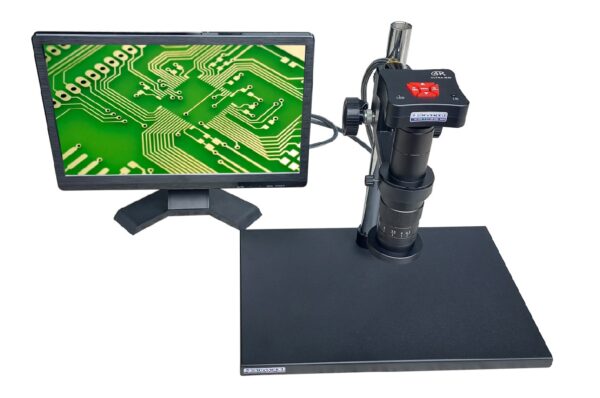 Microscopio OPTICO-DIGITAL 10AA 4K / Zoom 100X / monitor LCD 15″ HDMI / cámara 4K / anillo metálico luz Led con dimmer